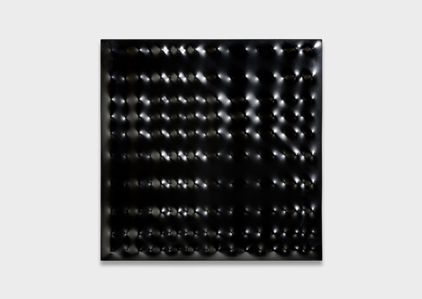 Enrico Castellani's enamel on cast aluminum sculpture Superficie nera