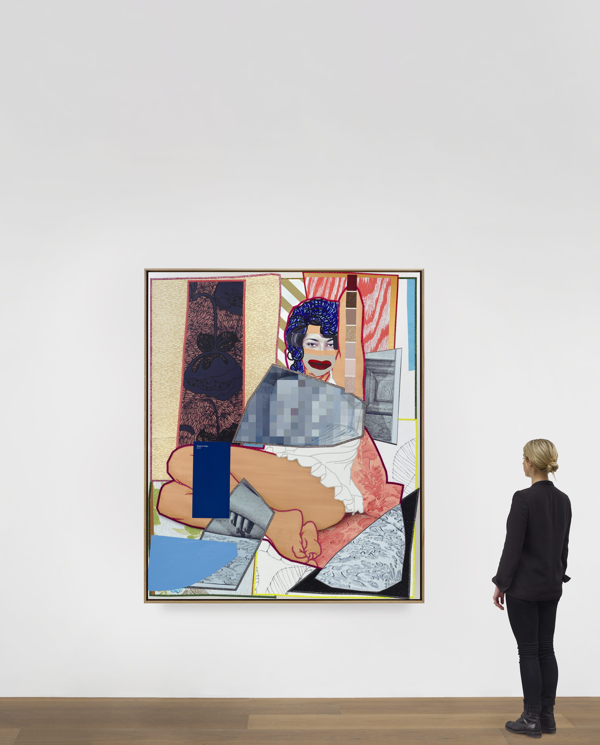 Scale view of Mickalene Thomas's painting August 1975