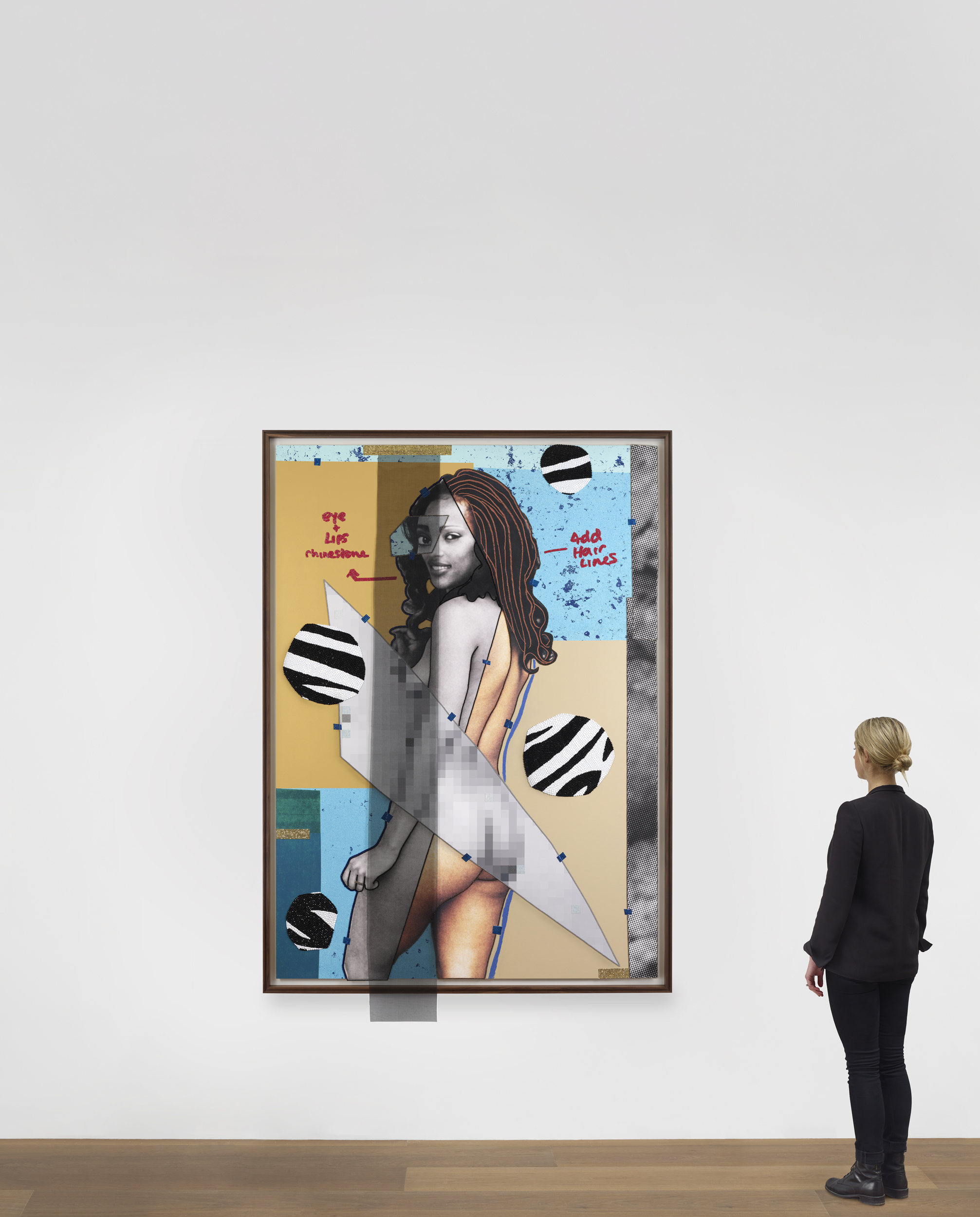 Scale view of Mickalene Thomas's painting Jet Blue #26
